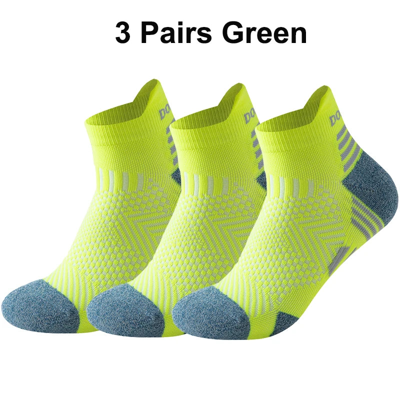 3 Pairs Marathon Socks Men Women Professional Sport Ankle Running Socks Thickened Cushioned Tube Low Cut Fitness Short Sock Mesh by Reinvent Yourself