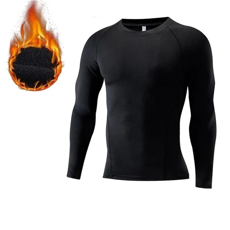 New Winter Warm Men Fleece Thermal Undershirts Long Johns Underwear Set Compression Tights Fitness Sports Tracksuit Set Shirt by Reinvent Yourself
