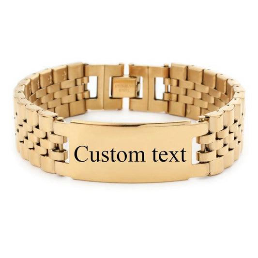 Personalize Custom Name Men Stainless Steel Bracelet watch band Black Smooth Engrave Logo Id Bracelets Gift Jewelry by Reinvent Yourself