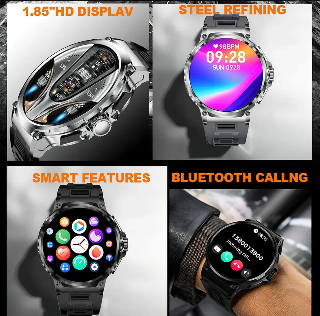 New Military Smart Watch Men 710 mA Waterproof Outdoor Sport Fitness Watches Health Monitor BT Call Smart Watch Men by Reinvent Yourself