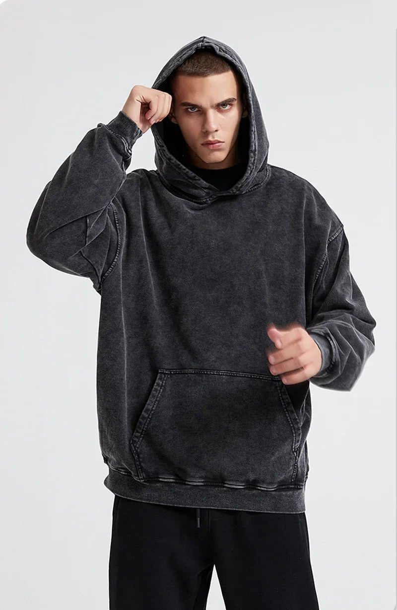 Anime Graphic Hoodie for Men Women Vintage Acid Wash Pullover Hooded Sweatshirt Harajuku Streetwear Casual Long Sleeve Tops - Reinvent Yourself
