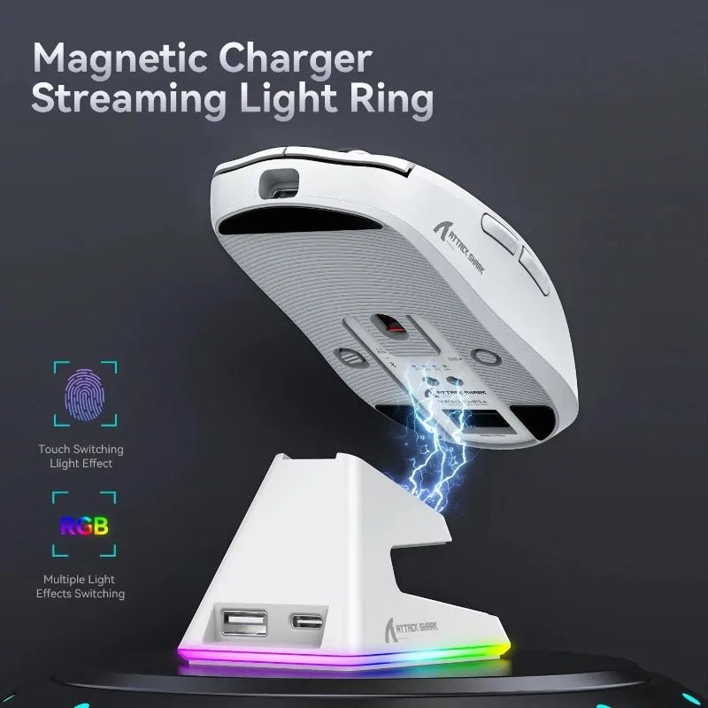 Attack Shark X11 Wireless Bluetooth Mouse RGB Triple Mode Magnetic Charging Dock PAW3311 Ultra Light Pitch Gaming Mouse - Reinvent Yourself