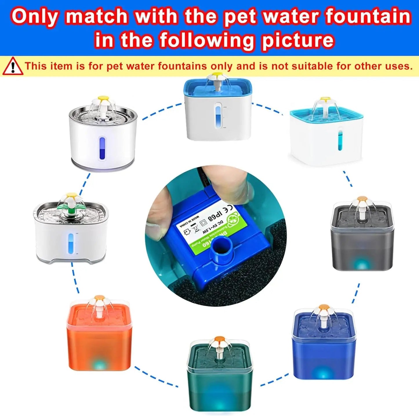 Cat Fountain Water Pump Replacement With LED Light For Pet Drinking Bowl - Reinvent Yourself