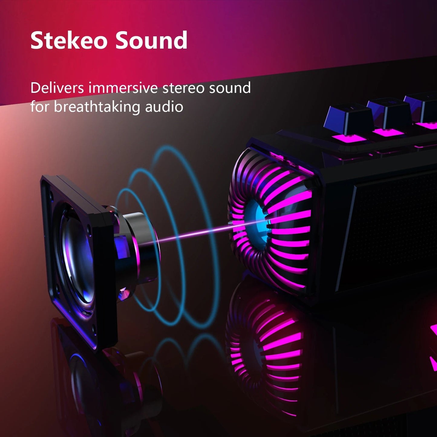 Computer speakers for desktop/laptop with Bluetooth/wired connectivity and dual-mode for gaming/music, featuring microphone. - Reinvent Yourself