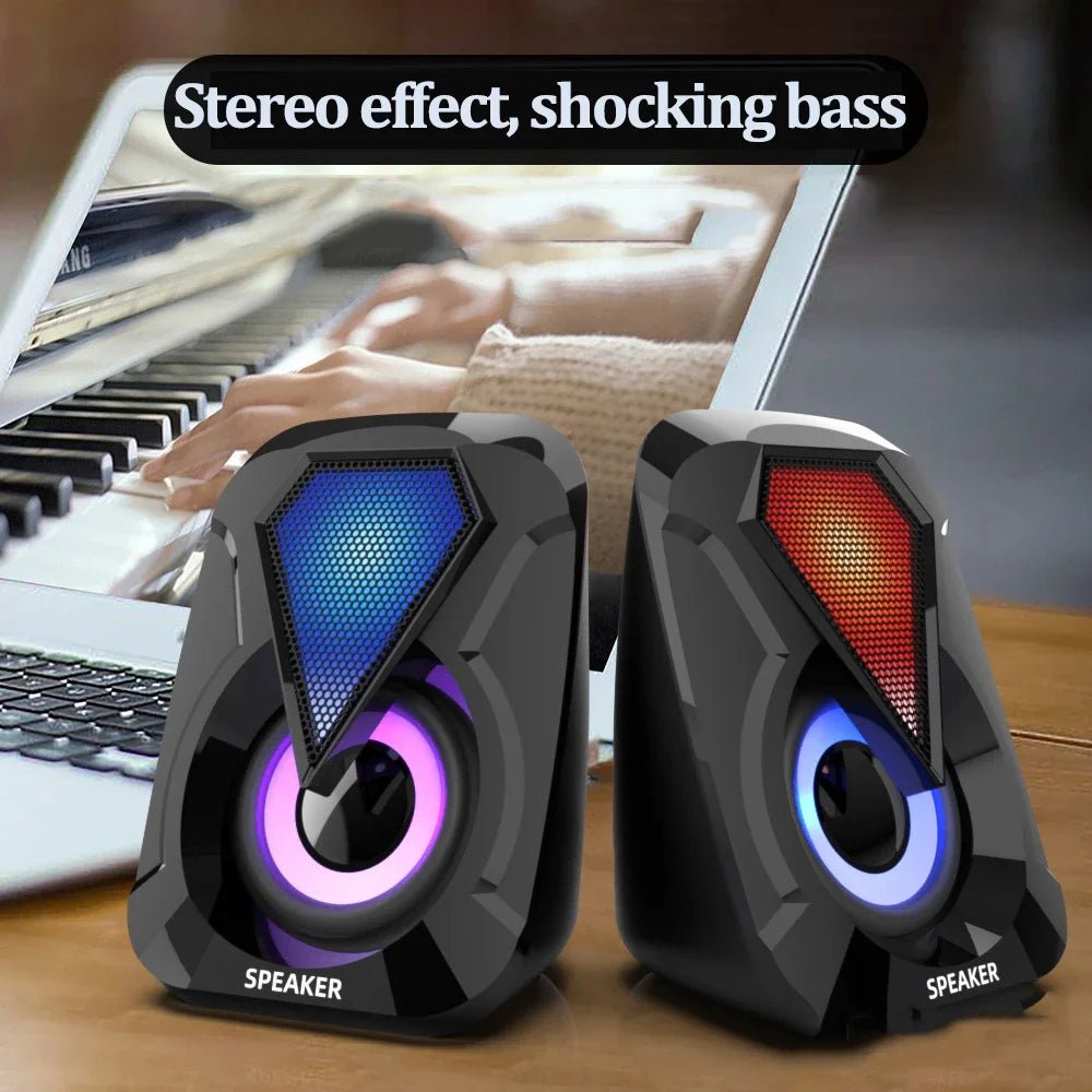 Computer Speakers For PC Desktop Smartphone Laptop with Subwoofer LED Colorful Lighting Home Theater System USB Wired SoundBox - Reinvent Yourself
