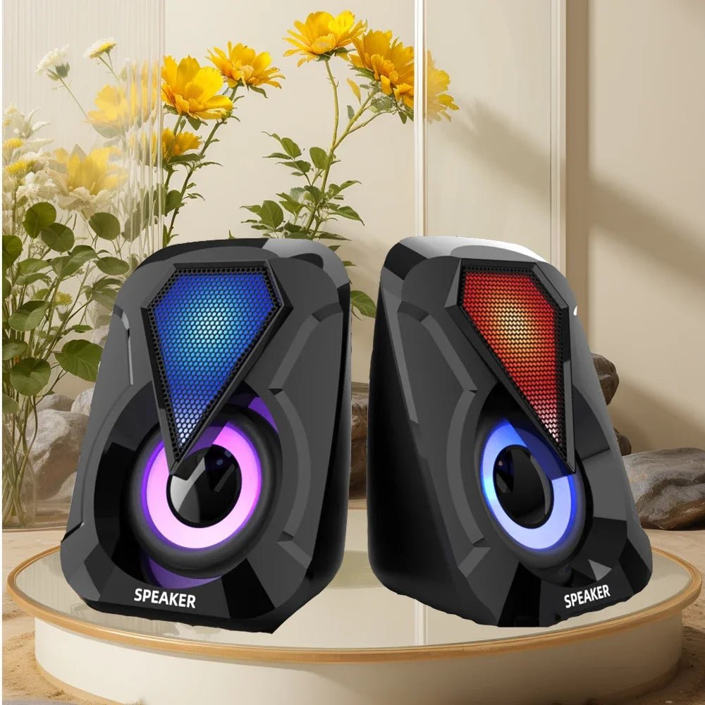 Computer Speakers For PC Desktop Smartphone Laptop with Subwoofer LED Colorful Lighting Home Theater System USB Wired SoundBox - Reinvent Yourself