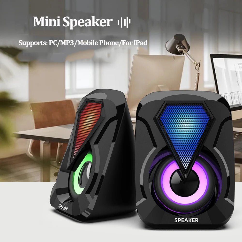 Computer Speakers For PC Desktop Smartphone Laptop with Subwoofer LED Colorful Lighting Home Theater System USB Wired SoundBox - Reinvent Yourself