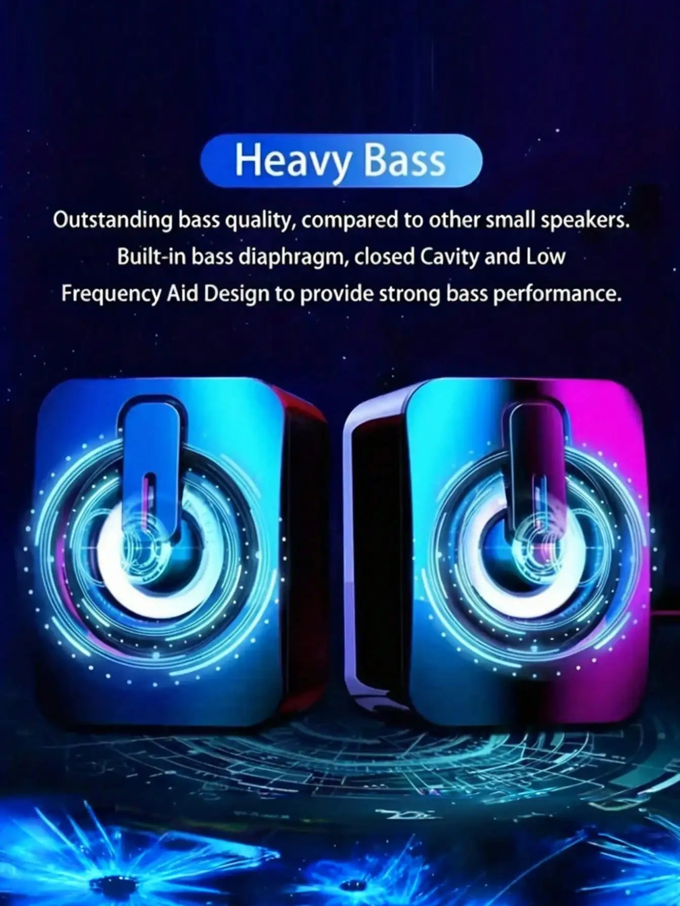 Desktop speakers powered by USB, with volume control LED lights, portable and battery-free - Reinvent Yourself