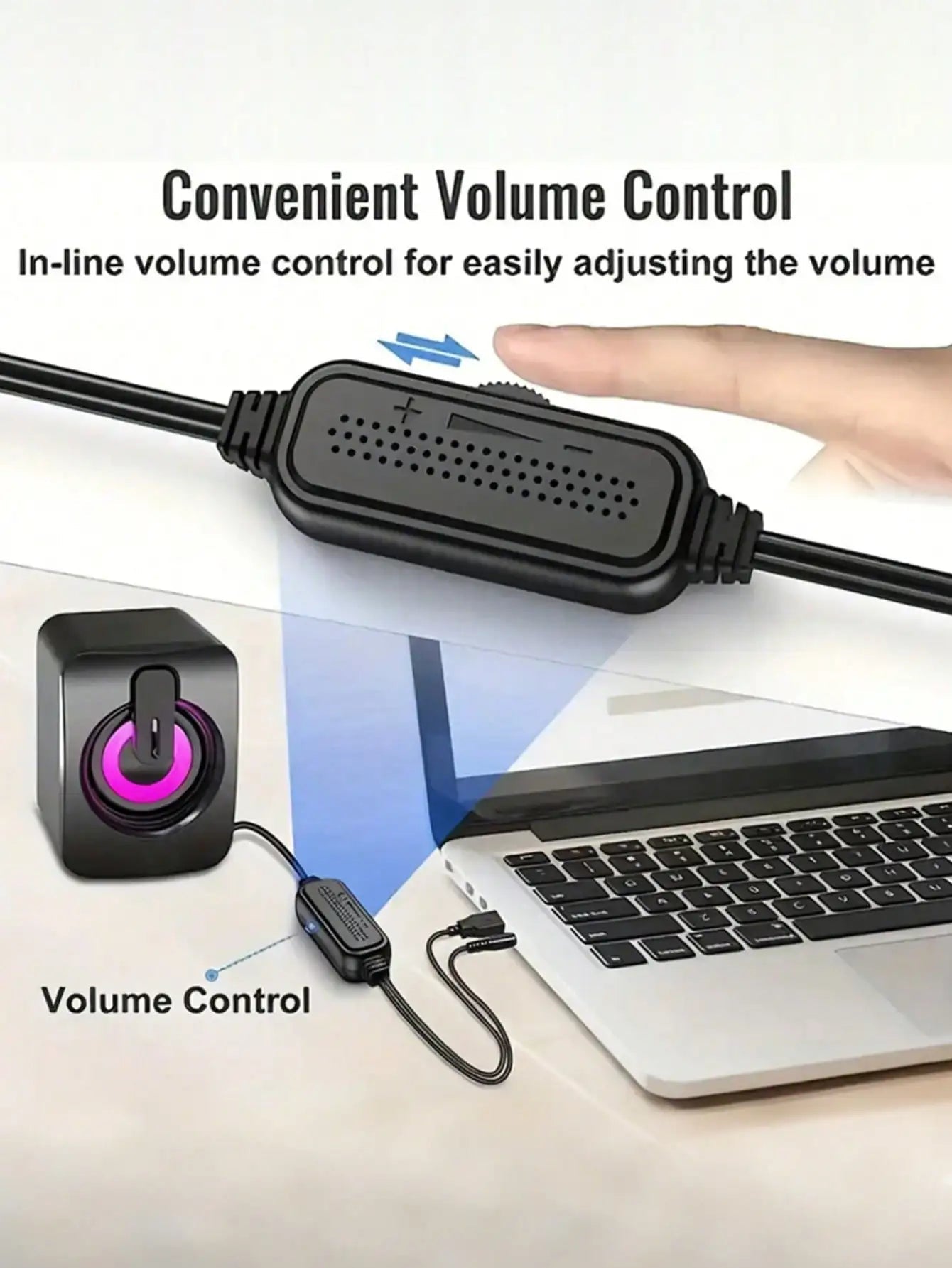 Desktop speakers powered by USB, with volume control LED lights, portable and battery-free - Reinvent Yourself
