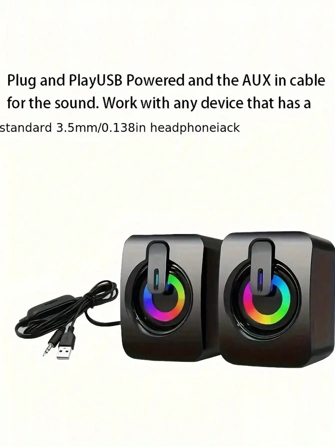 Desktop speakers powered by USB, with volume control LED lights, portable and battery-free - Reinvent Yourself