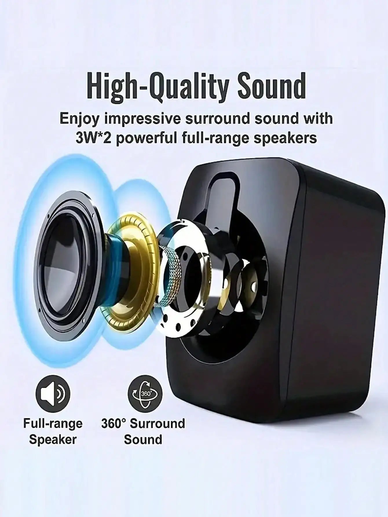 Desktop speakers powered by USB, with volume control LED lights, portable and battery-free - Reinvent Yourself