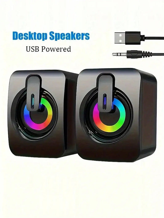 Desktop speakers powered by USB, with volume control LED lights, portable and battery-free - Reinvent Yourself