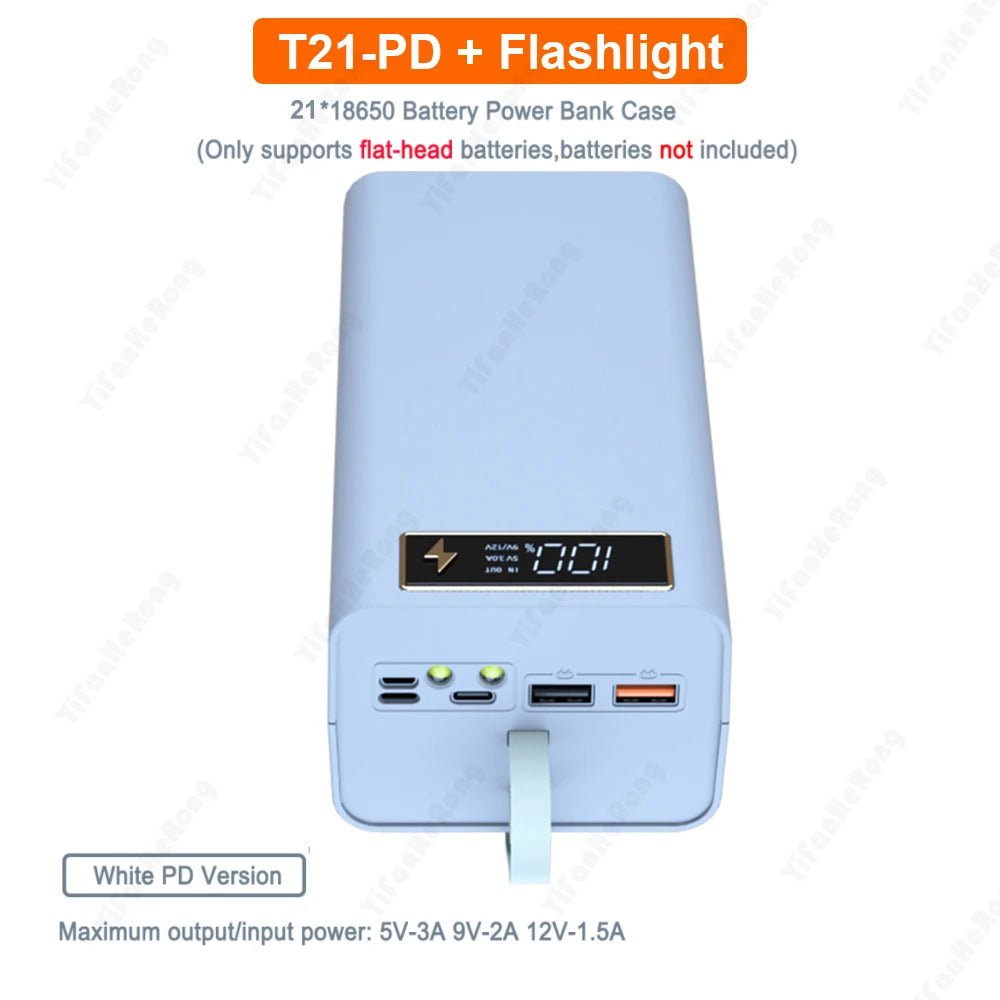 DIY Shell Case 18650 Battery Storage Box Holder USB 21*18650 Power Bank Battery Box Support Quick & Wireless Charger - Reinvent Yourself