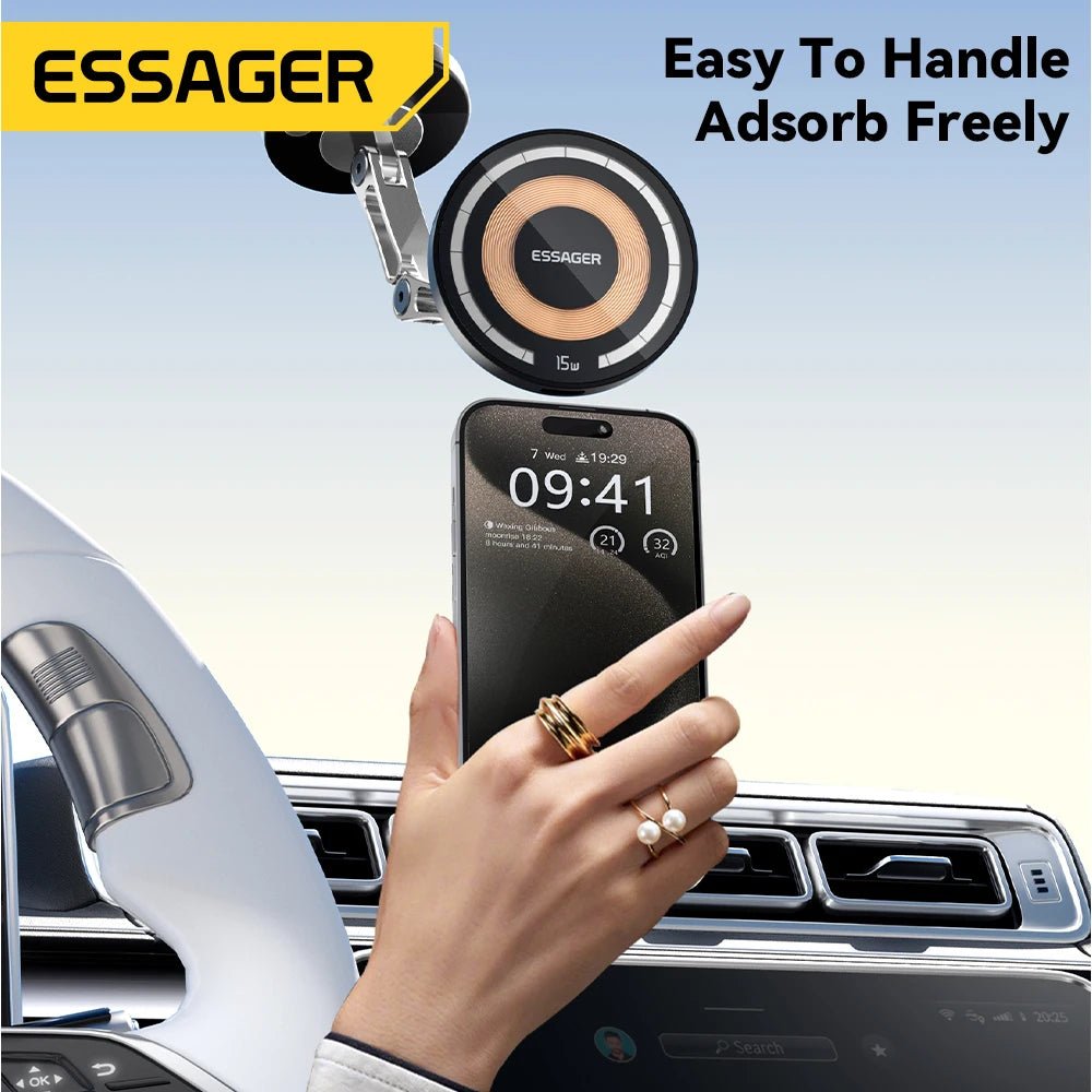 Essager Magnetic Wireless Charger Car Phone Holder 15W Fast Charging Easy Paste Mount Stand For Magsafe iPhone 15 14 13 Pro Max - Reinvent Yourself