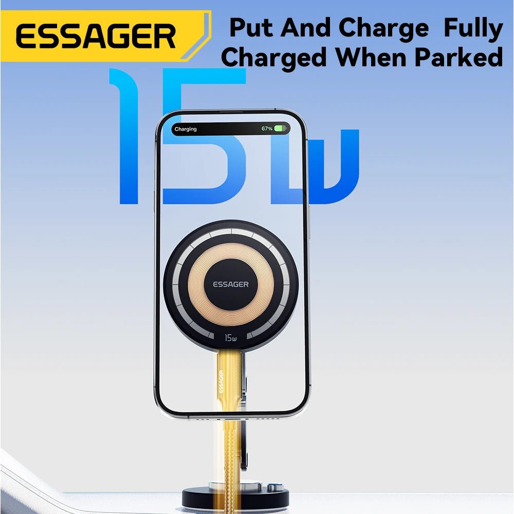 Essager Magnetic Wireless Charger Car Phone Holder 15W Fast Charging Easy Paste Mount Stand For Magsafe iPhone 15 14 13 Pro Max - Reinvent Yourself