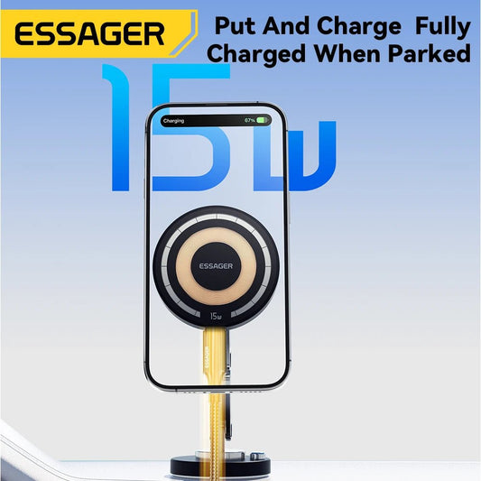 Essager Magnetic Wireless Charger Car Phone Holder 15W Fast Charging Easy Paste Mount Stand For Magsafe iPhone 15 14 13 Pro Max - Reinvent Yourself