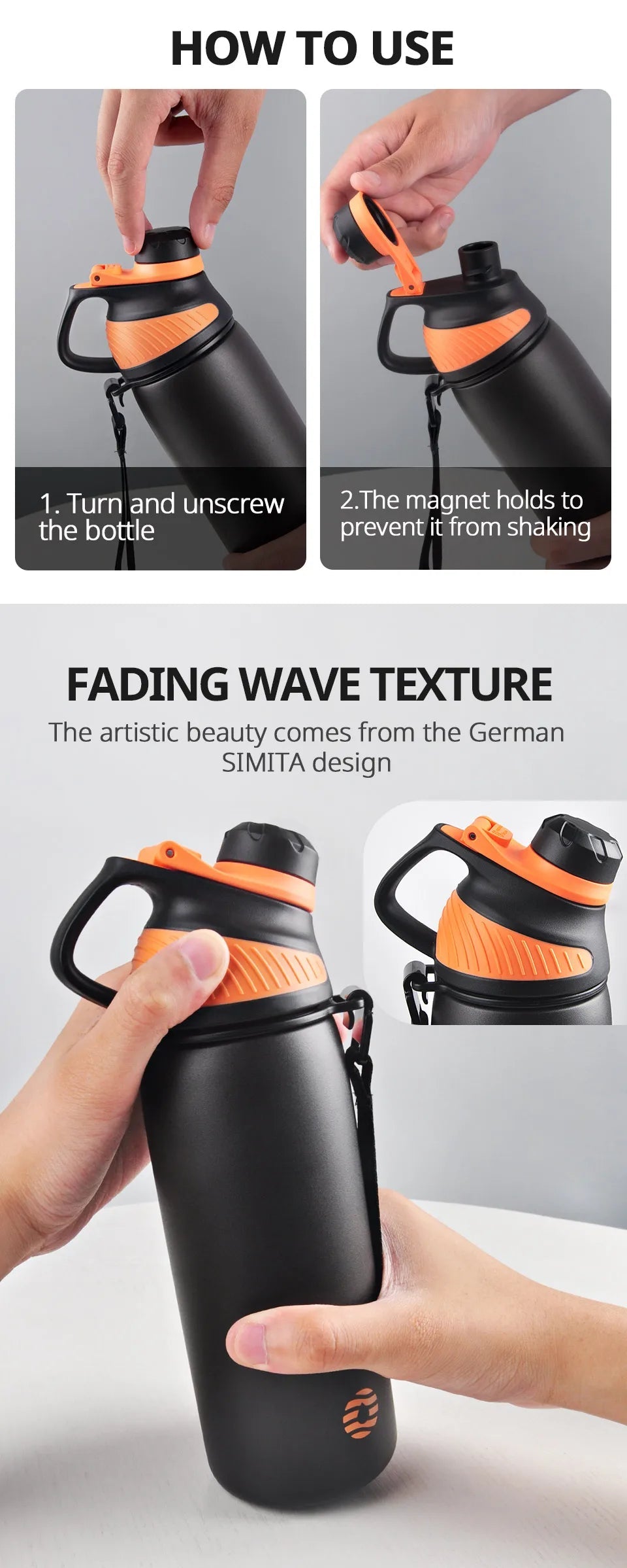 Fjbottle Thermo bottle With Magnetic Lid Outdoor Sport Stainless Steel Water Bottle Keep Cold Insulated Vacuum Flask 1000ml - Reinvent Yourself