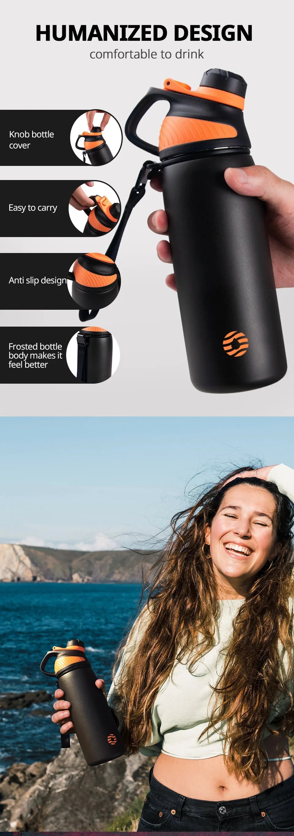 Fjbottle Thermo bottle With Magnetic Lid Outdoor Sport Stainless Steel Water Bottle Keep Cold Insulated Vacuum Flask 1000ml - Reinvent Yourself
