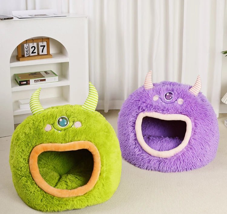 Fully Enclosed Cozy Cartoon Monster Pet Bed for Dogs and Cats All Seasons Warm - Reinvent Yourself