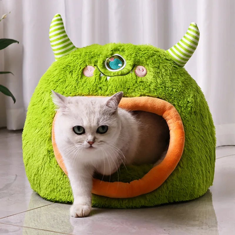 Fully Enclosed Cozy Cartoon Monster Pet Bed for Dogs and Cats All Seasons Warm - Reinvent Yourself