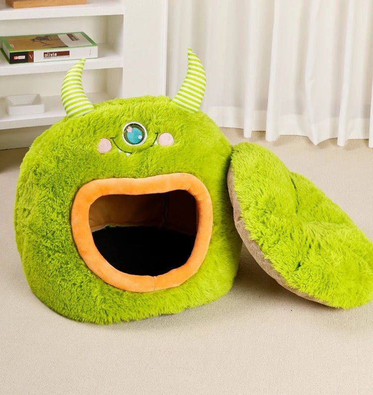 Fully Enclosed Cozy Cartoon Monster Pet Bed for Dogs and Cats All Seasons Warm - Reinvent Yourself