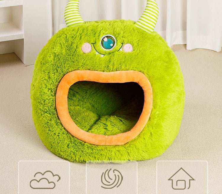 Fully Enclosed Cozy Cartoon Monster Pet Bed for Dogs and Cats All Seasons Warm - Reinvent Yourself