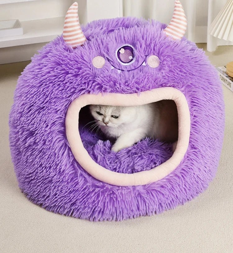 Fully Enclosed Cozy Cartoon Monster Pet Bed for Dogs and Cats All Seasons Warm - Reinvent Yourself