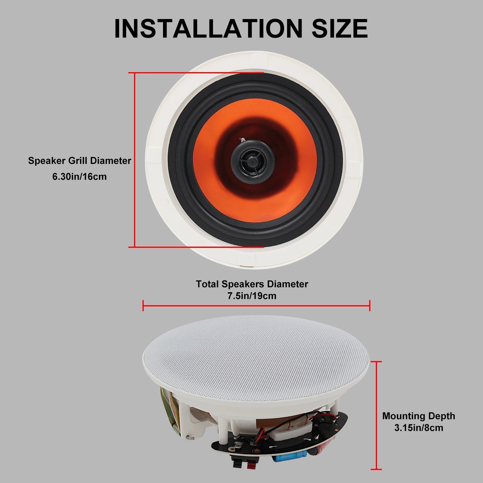 Herdio 6.5 Inch Home Audio 300W Ceiling Bluetooth Speaker Home Recessed Speaker System For Indoor Kitchen Bedroom Bathroom 2PCS - Reinvent Yourself