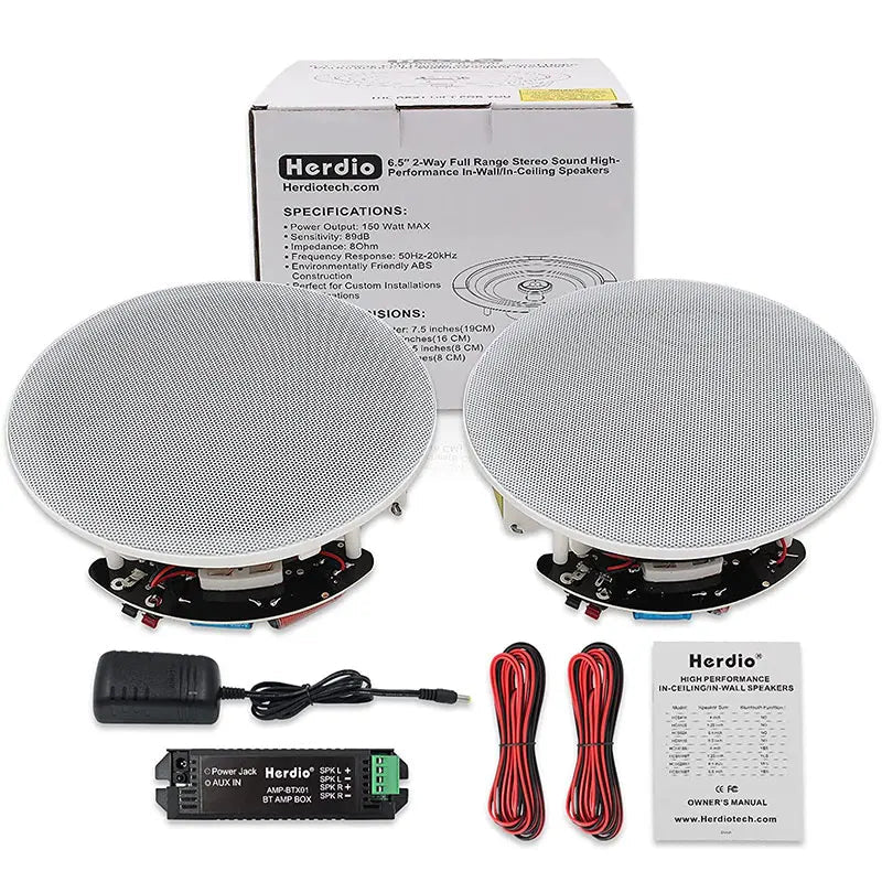 Herdio 6.5 Inch Home Audio 300W Ceiling Bluetooth Speaker Home Recessed Speaker System For Indoor Kitchen Bedroom Bathroom 2PCS - Reinvent Yourself