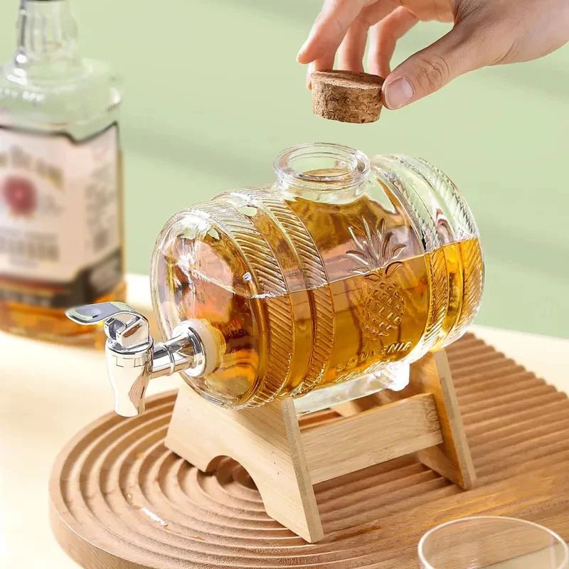Hot Selling 2-liter Glass Bottle In The Shape Of A Cola Barrel Dispenser For Beverages Wine Containers With Faucet Base And Cork - Reinvent Yourself