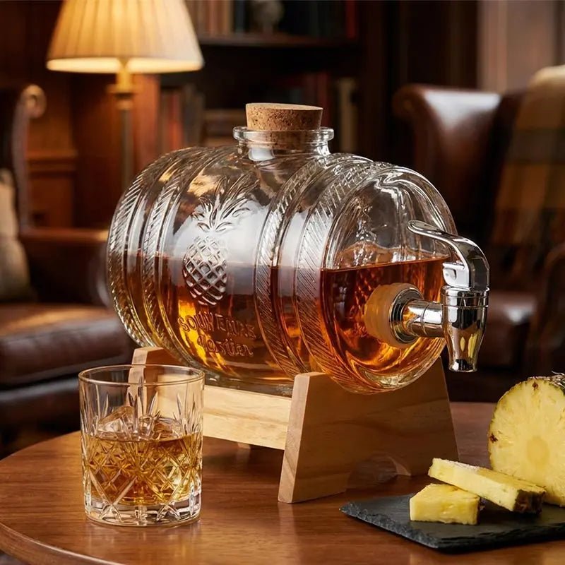 Hot Selling 2-liter Glass Bottle In The Shape Of A Cola Barrel Dispenser For Beverages Wine Containers With Faucet Base And Cork - Reinvent Yourself