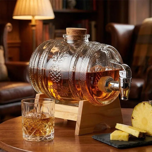 Hot Selling 2-liter Glass Bottle In The Shape Of A Cola Barrel Dispenser For Beverages Wine Containers With Faucet Base And Cork - Reinvent Yourself