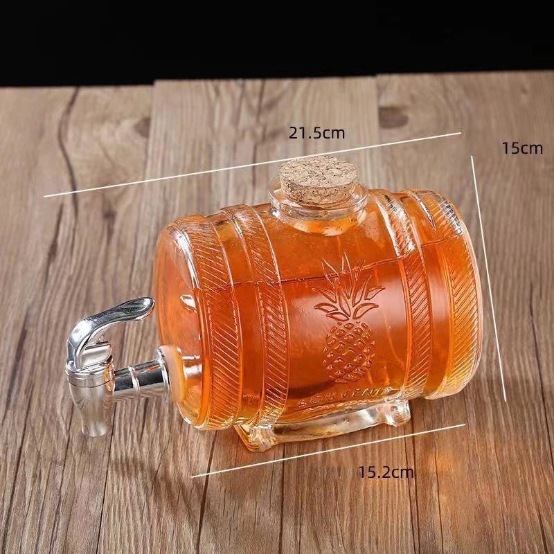 Hot Selling 2-liter Glass Bottle In The Shape Of A Cola Barrel Dispenser For Beverages Wine Containers With Faucet Base And Cork - Reinvent Yourself