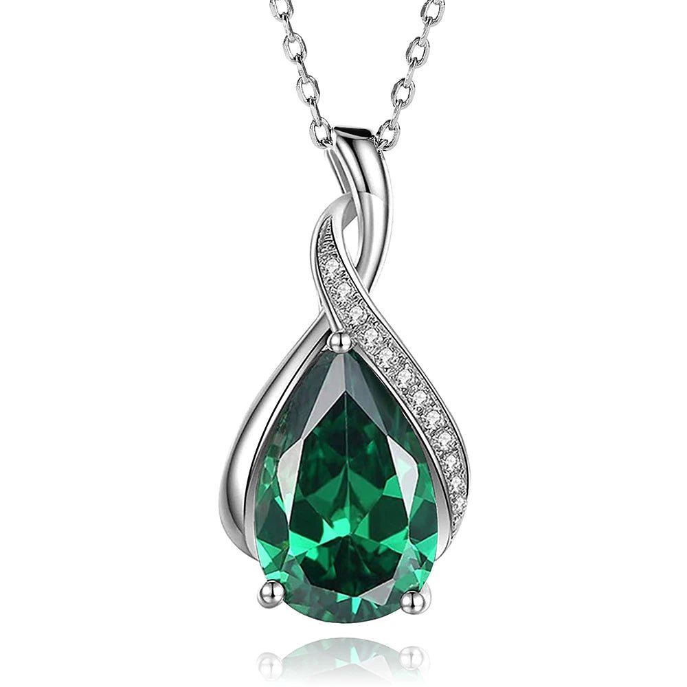 Huitan Luxury Pear CZ Pendant Necklace Women Blue/Green/Red/Purple Bridal Wedding Engagement Graceful Accessories Trendy Jewelry by Reinvent Yourself