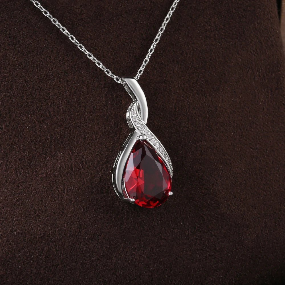 Huitan Luxury Pear CZ Pendant Necklace Women Blue/Green/Red/Purple Bridal Wedding Engagement Graceful Accessories Trendy Jewelry by Reinvent Yourself