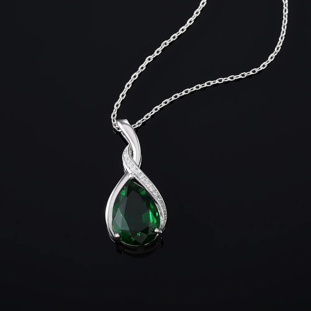 Huitan Luxury Pear CZ Pendant Necklace Women Blue/Green/Red/Purple Bridal Wedding Engagement Graceful Accessories Trendy Jewelry by Reinvent Yourself