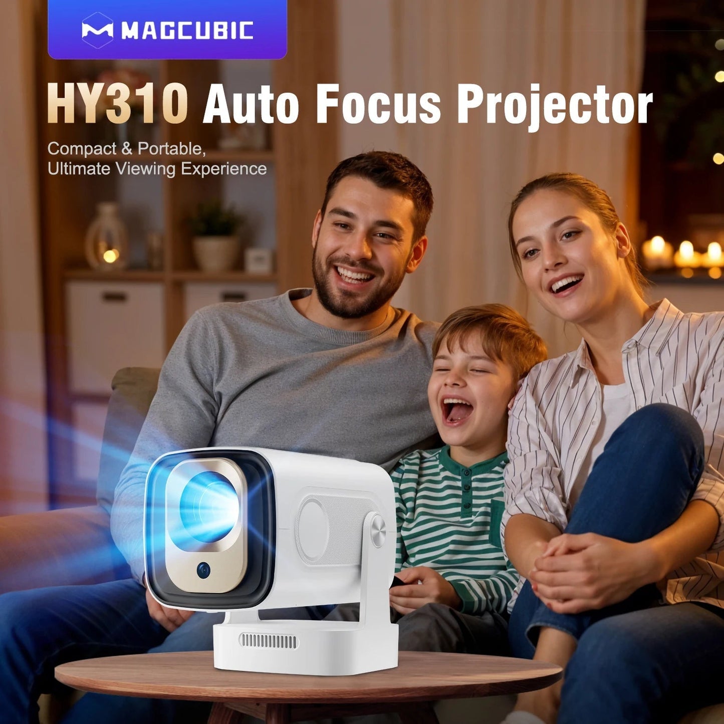 Magcubic HY310 Auto Focus Projector 1080P Native 4K 330ANSI Android 11 WiFi6 BT5.4 Mini Outdoor Movie Projector with Air Mouse - Reinvent Yourself