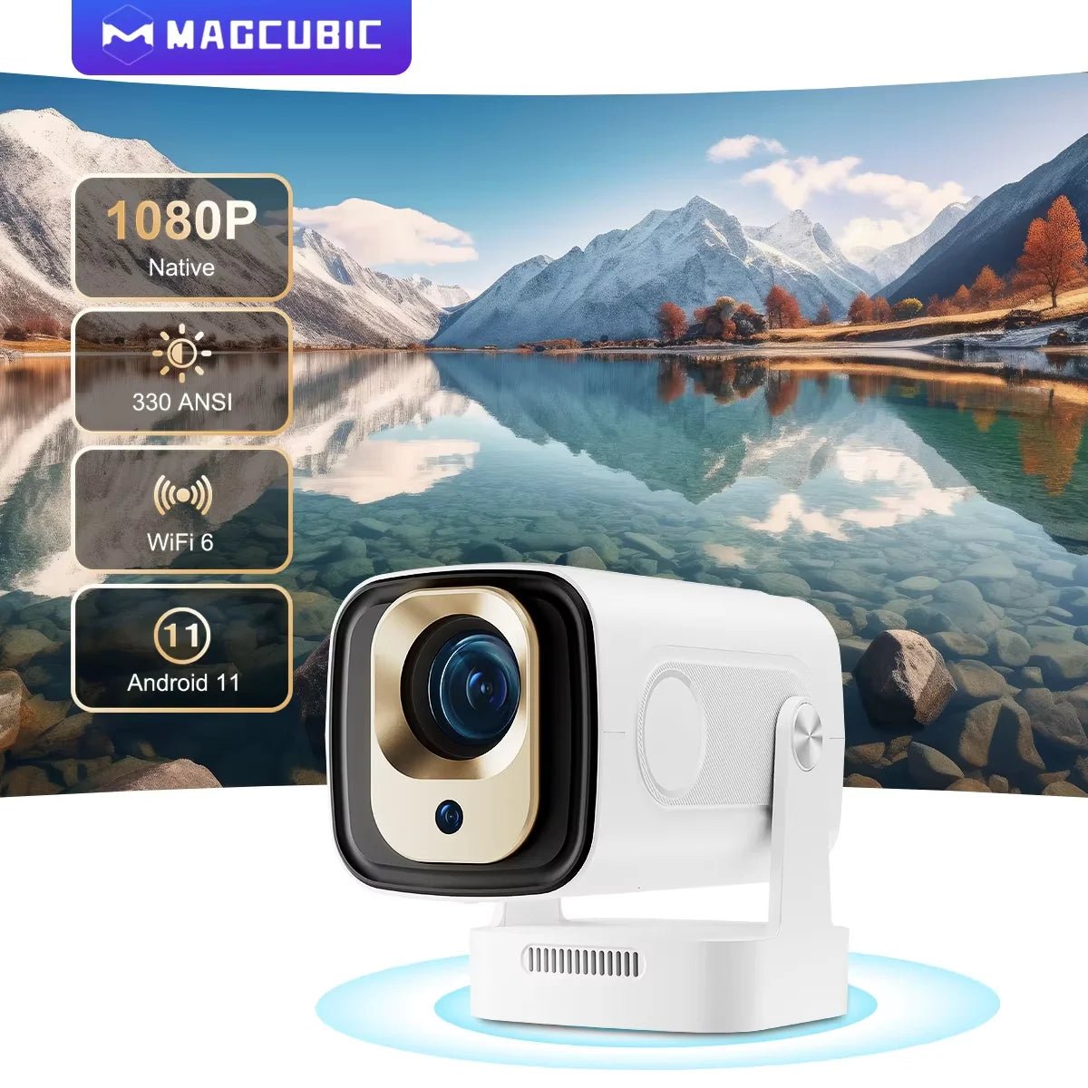 Magcubic HY310 Auto Focus Projector 1080P Native 4K 330ANSI Android 11 WiFi6 BT5.4 Mini Outdoor Movie Projector with Air Mouse - Reinvent Yourself