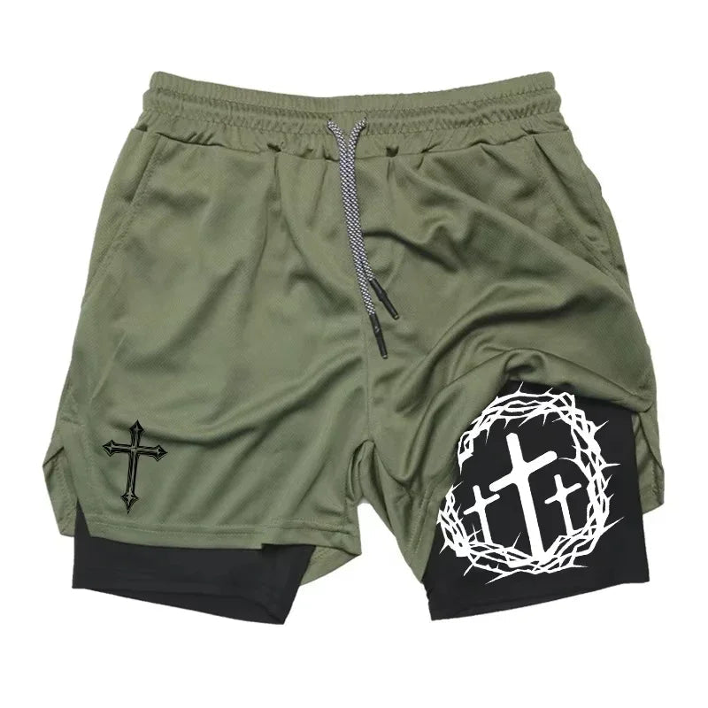 Men's 2 in 1 Sports Running Shorts Fast Dry Gym Performance - Reinvent Yourself