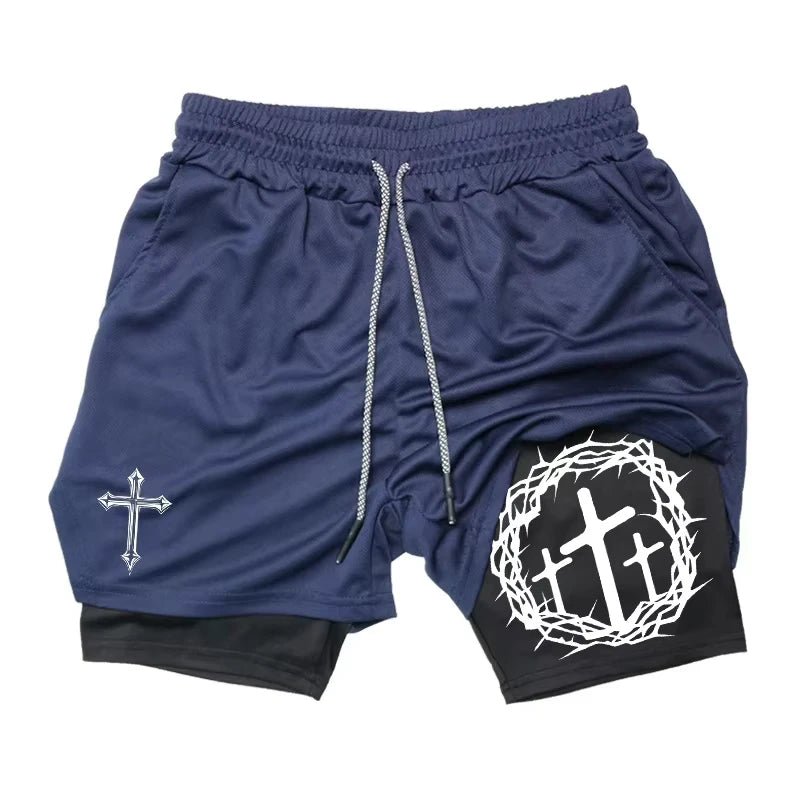 Men's 2 in 1 Sports Running Shorts Fast Dry Gym Performance - Reinvent Yourself