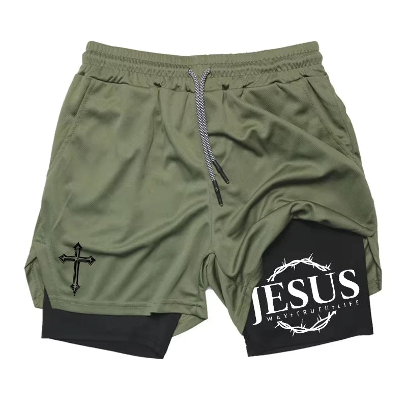 Men's 2 in 1 Sports Running Shorts Fast Dry Gym Performance - Reinvent Yourself