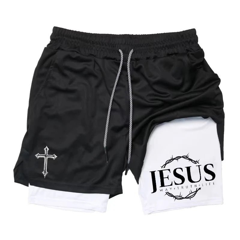 Men's 2 in 1 Sports Running Shorts Fast Dry Gym Performance - Reinvent Yourself