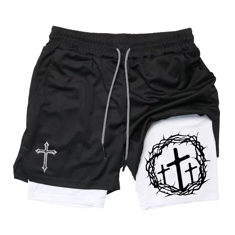 Men's 2 in 1 Sports Running Shorts Fast Dry Gym Performance - Reinvent Yourself