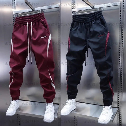 Men's Trendy Vintage Contrast Color Streetwear Sports Joggers Casual Pants Y2K High Street Splicing Sweatpants Pantalones Hombre by Reinvent Yourself