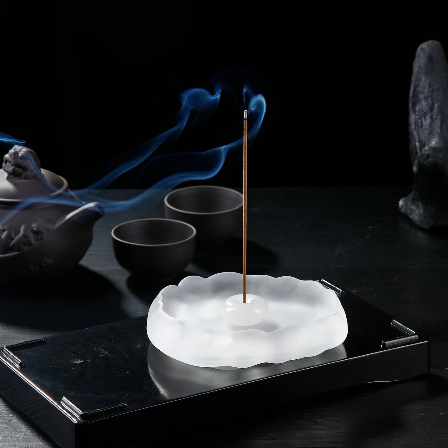Mini Jade Incense Burner With Glass Plate Ash Catcher Incense Holder Home Decor - Reinvent Yourself
