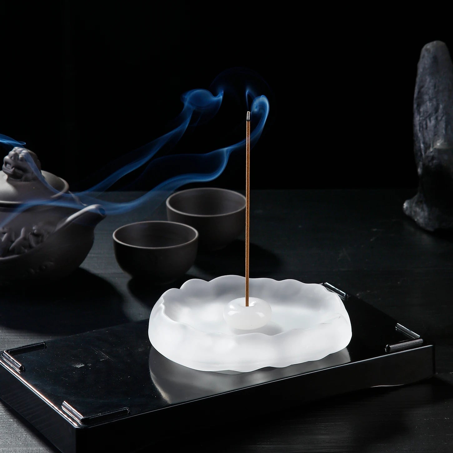 Mini Jade Incense Burner With Glass Plate Ash Catcher Incense Holder Home Decor - Reinvent Yourself
