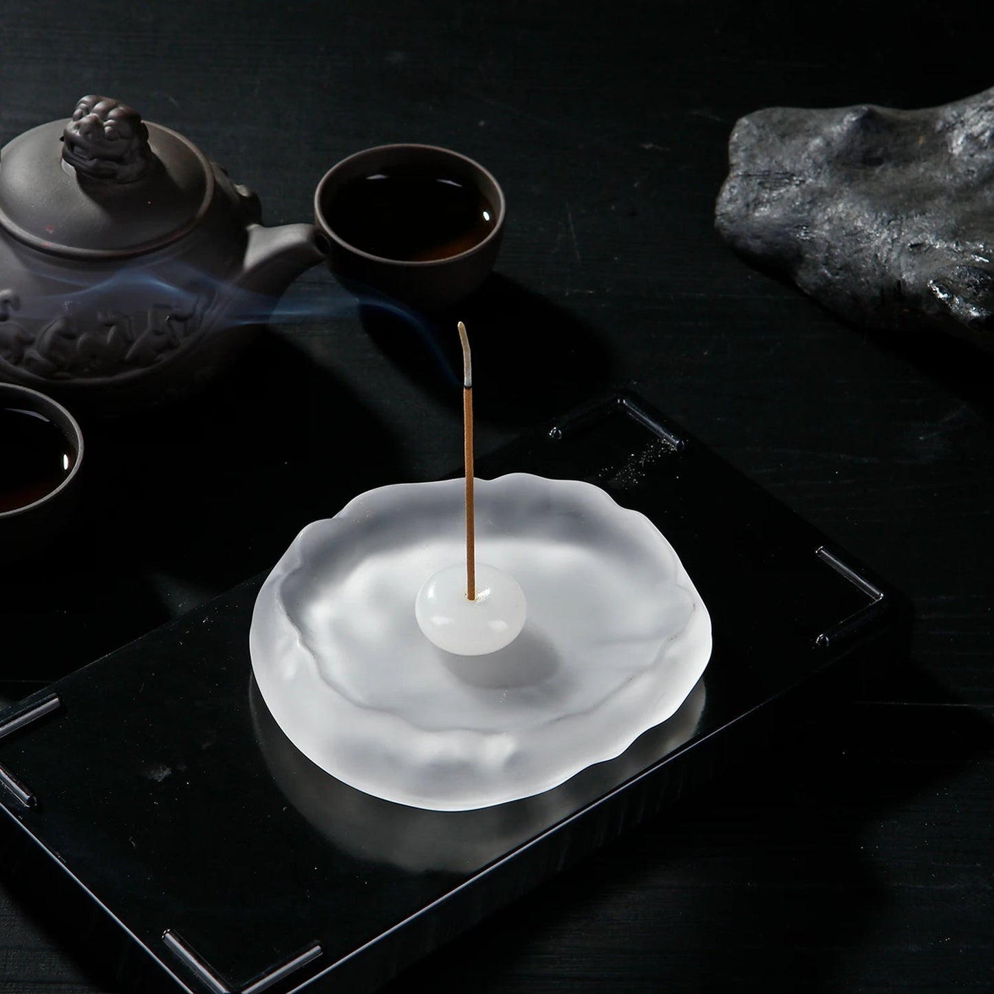 Mini Jade Incense Burner With Glass Plate Ash Catcher Incense Holder Home Decor - Reinvent Yourself