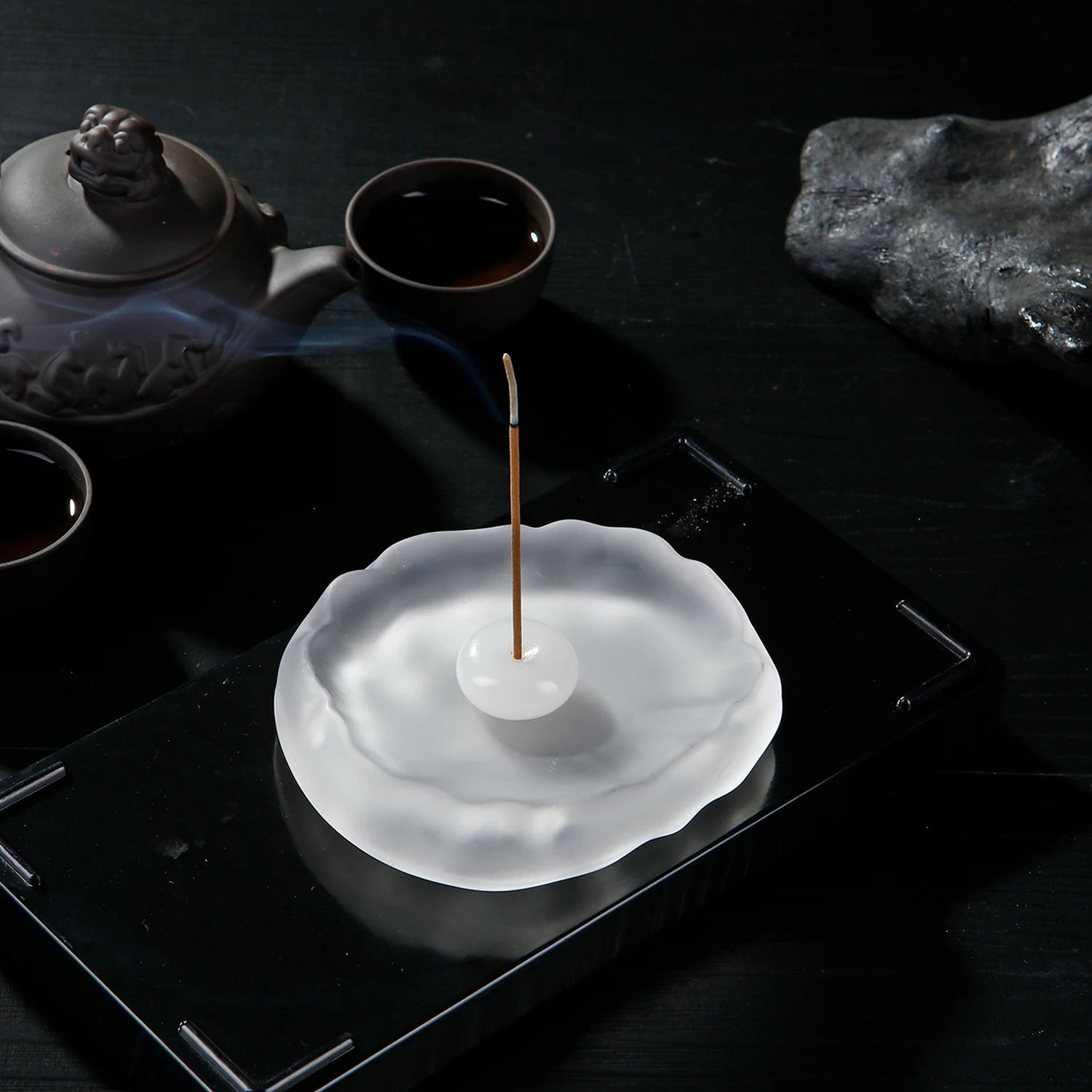 Mini Jade Incense Burner With Glass Plate Ash Catcher Incense Holder Home Decor - Reinvent Yourself