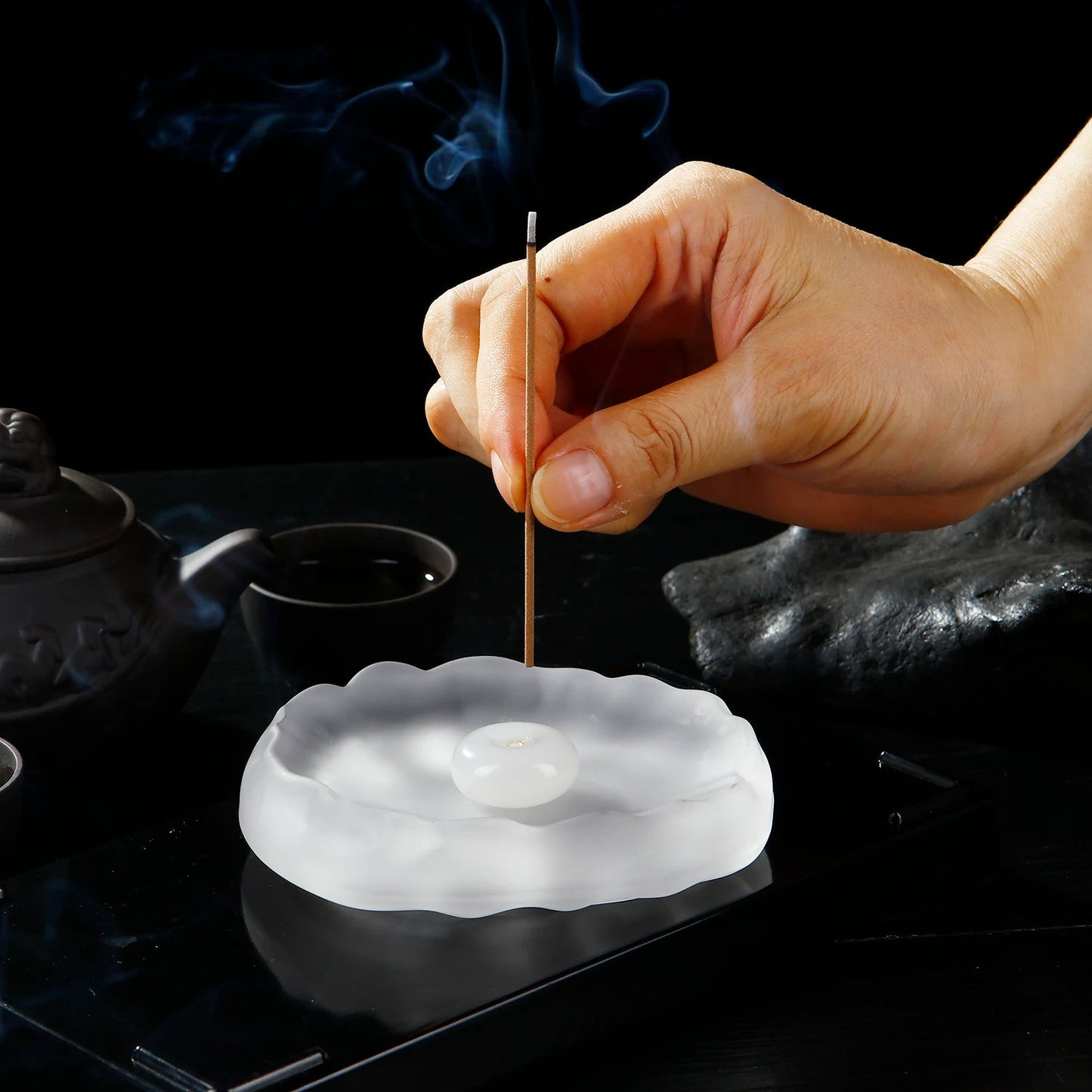 Mini Jade Incense Burner With Glass Plate Ash Catcher Incense Holder Home Decor - Reinvent Yourself