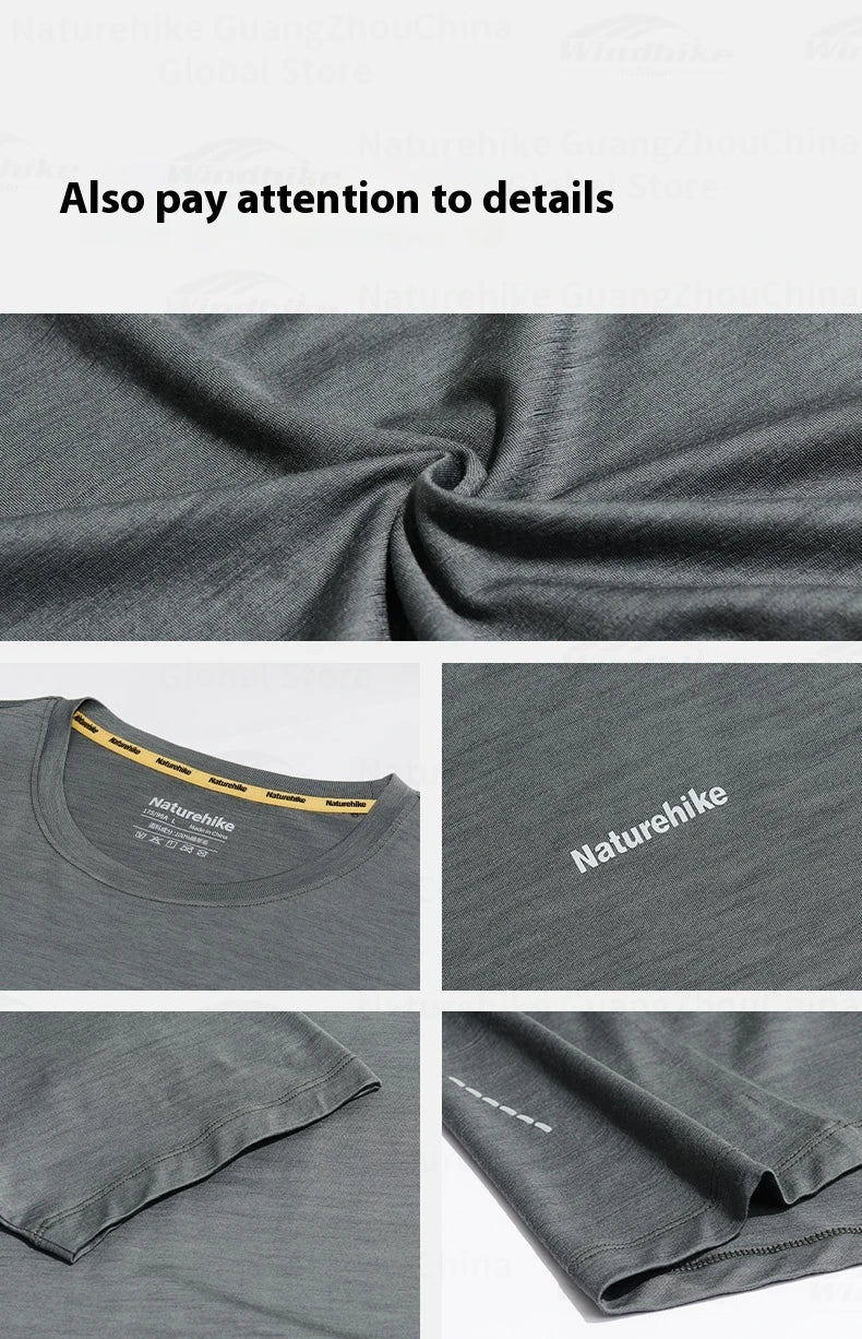 Naturehike Sports T-Shirt 100% Merino Wool Short Sleeve Running Training Outdoor Men Women Breathable Quick-Drying Sweatshirt - Reinvent Yourself